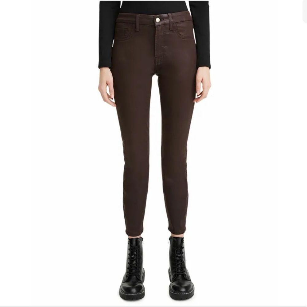 7 For All Mankind Jen7 Hight Waist Ankle Skinny Jeans Coated Brown size 2 NEW